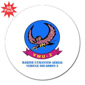 MUAVS2 - M01 - 01 - Marine Unmanned Aerial Vehicle Squadron 2 (VMU-2) with Text - 3" Lapel Sticker (48 pk)